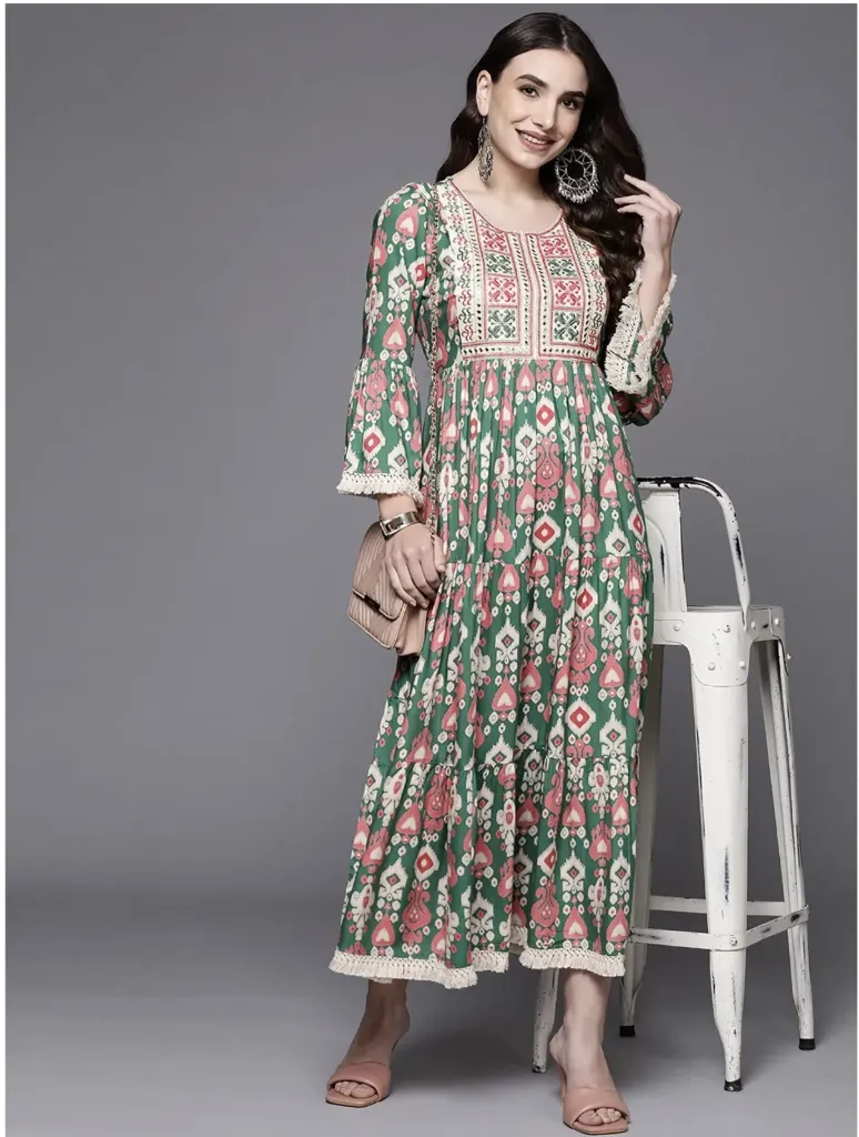 Cotton dress with Mirror yolk