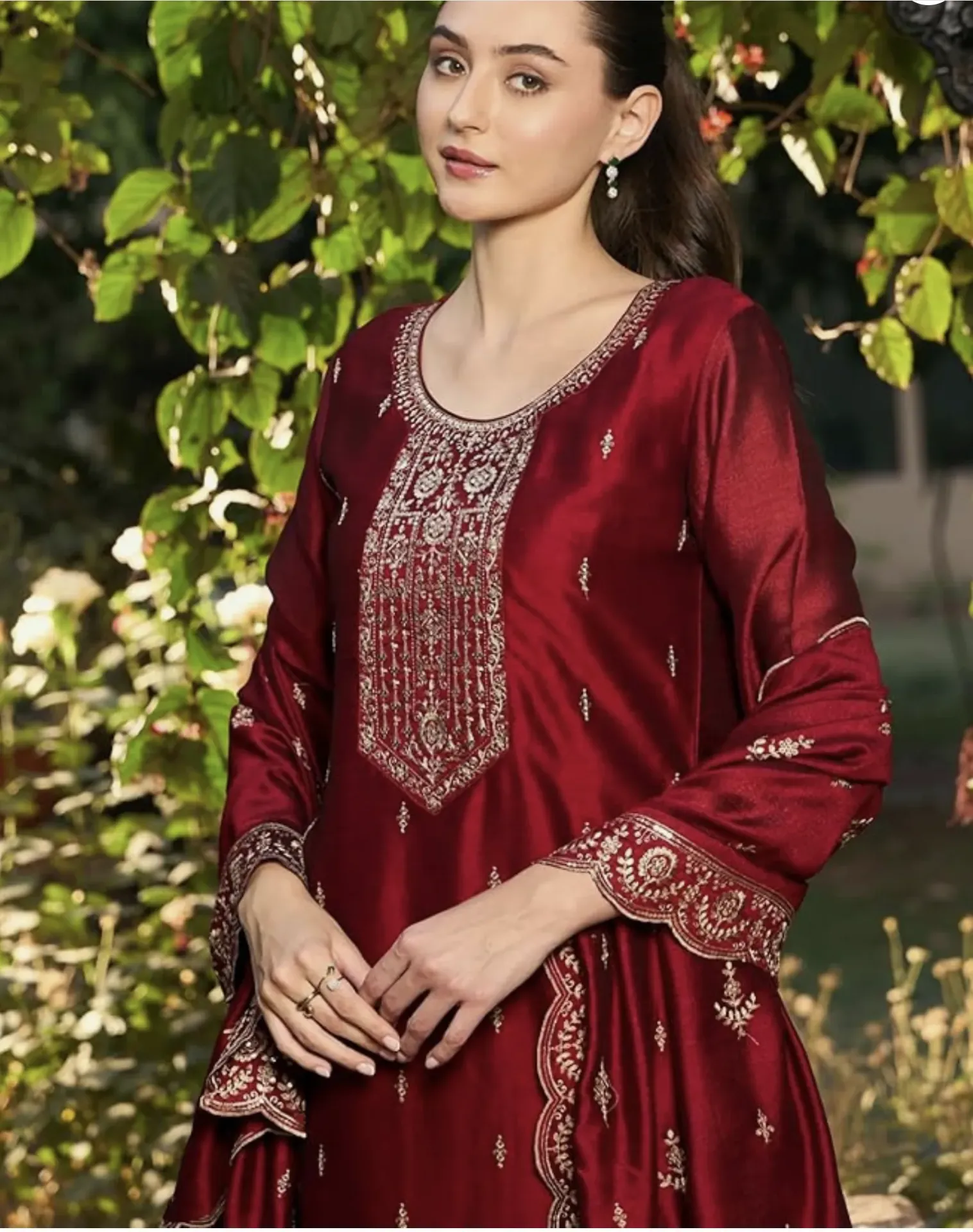 Red Silk Kurta Set