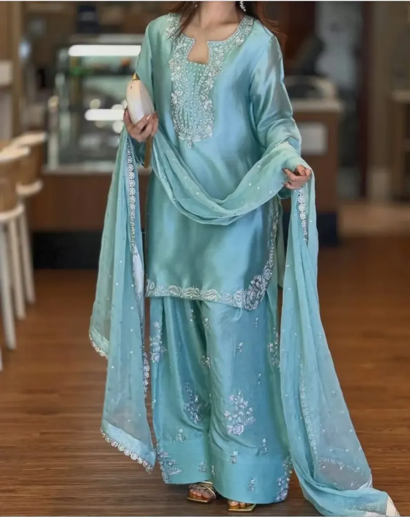 Silk Shalwar Moti Work