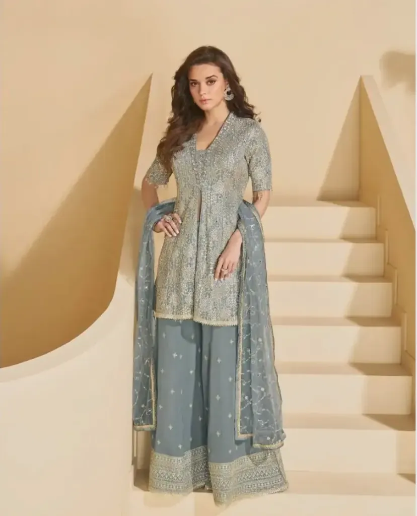 Zari Embroidery plazo set