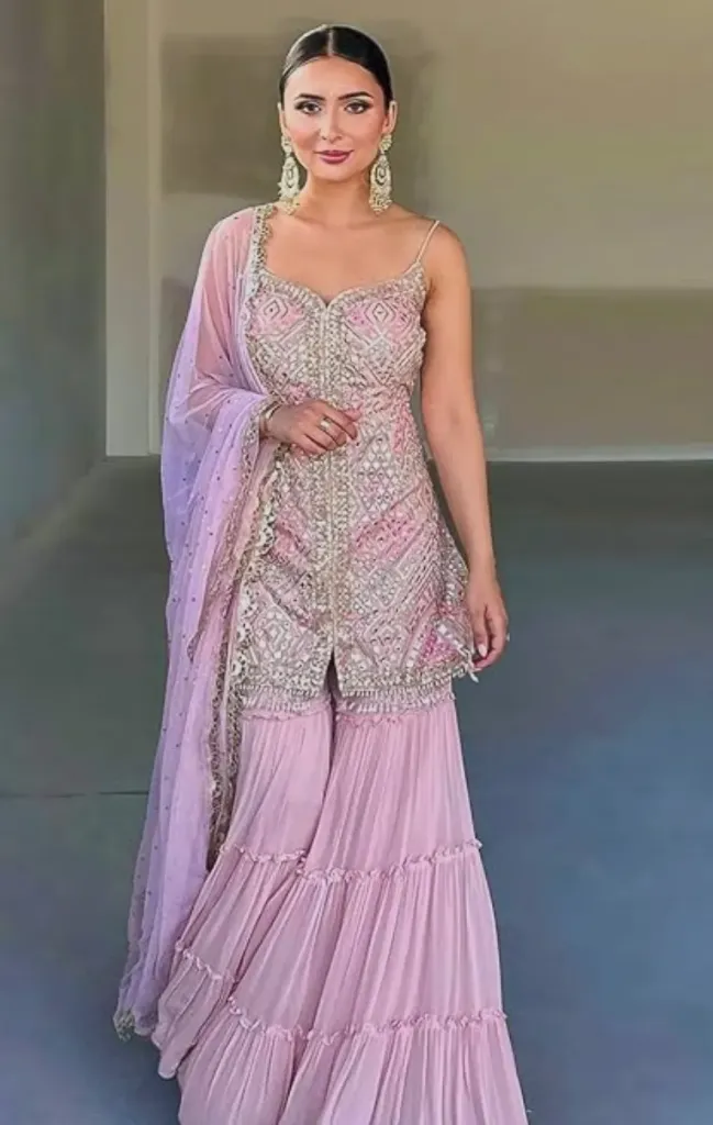 Pink Georgetted plazo set