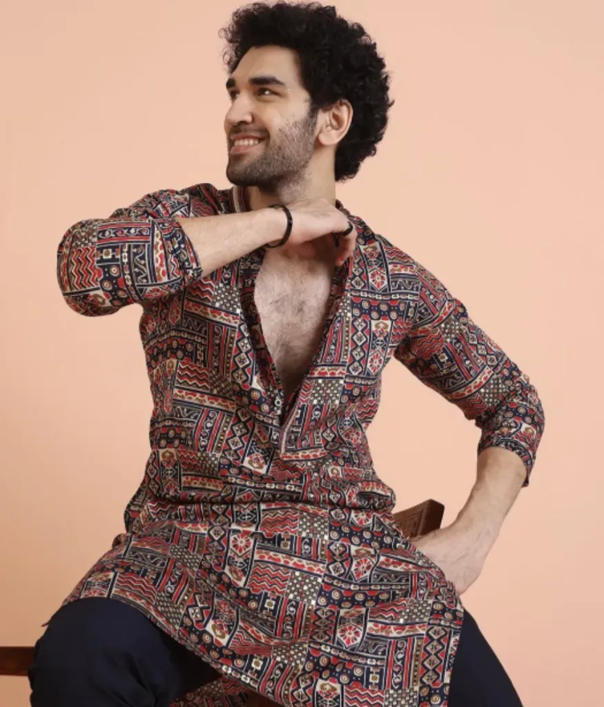 Mens Red Kurta